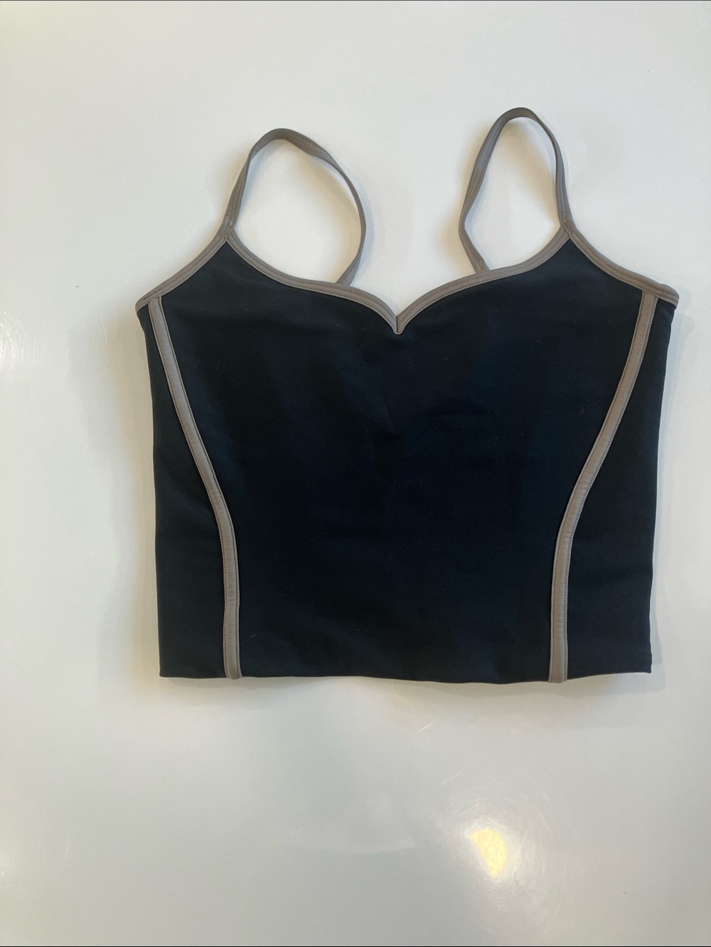 Black Contrast-Trim Cami Sports Bra Top